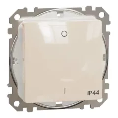   Schneider Electric SDD212102 vízmentes kétpólusú kapcsoló (102), bézs burkolattal, rugós bekötés, kerét nélkül, süllyesztett, 10A 250V IP44 (Sedna Design / Elements)