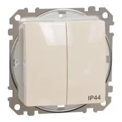   Schneider Electric SDD212105 vízmentes csillárkapcsoló (105), bézs burkolattal, rugós bekötés, kerét nélkül, süllyesztett, 10A 250V IP44 (Sedna Design / Elements)