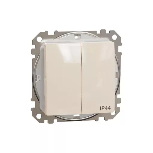 Schneider Electric SDD212105 vízmentes csillárkapcsoló (105), bézs burkolattal, rugós bekötés, kerét nélkül, süllyesztett, 10A 250V IP44 (Sedna Design / Elements)