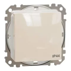   Schneider Electric SDD212106 vízmentes váltókapcsoló (106), bézs burkolattal, rugós bekötés, kerét nélkül, süllyesztett, 10A 250V IP44 (Sedna Design / Elements)