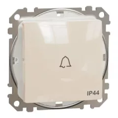   Schneider Electric SDD212131 vízmentes egypólusú nyomó (N101), bézs burkolattal, csengőjellel, rugós bekötés, kerét nélkül, süllyesztett, 10A 250V IP44 (Sedna Design / Elements)