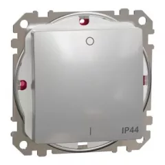   Schneider Electric SDD213102 vízmentes kétpólusú kapcsoló (102), alumínium burkolattal, rugós bekötés, kerét nélkül, süllyesztett, 10A 250V IP44 (Sedna Design / Elements)