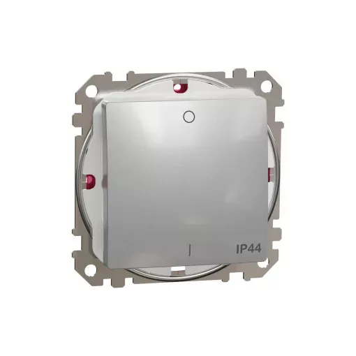 Schneider Electric SDD213102 vízmentes kétpólusú kapcsoló (102), alumínium burkolattal, rugós bekötés, kerét nélkül, süllyesztett, 10A 250V IP44 (Sedna Design / Elements)