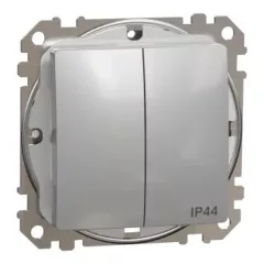   Schneider Electric SDD213105 vízmentes csillárkapcsoló (105), alumínium burkolattal, rugós bekötés, kerét nélkül, süllyesztett, 10A 250V IP44 (Sedna Design / Elements)