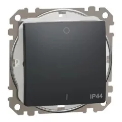   Schneider Electric SDD214102 vízmentes kétpólusú kapcsoló (102), antracit burkolattal, rugós bekötés, kerét nélkül, süllyesztett, 10A 250V IP44 (Sedna Design / Elements)