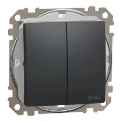   Schneider Electric SDD214105 vízmentes csillárkapcsoló (105), antracit burkolattal, rugós bekötés, kerét nélkül, süllyesztett, 10A 250V IP44 (Sedna Design / Elements)