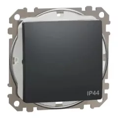   Schneider Electric SDD214106 vízmentes váltókapcsoló (106), antracit burkolattal, rugós bekötés, kerét nélkül, süllyesztett, 10A 250V IP44 (Sedna Design / Elements)