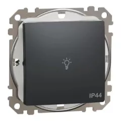   Schneider Electric SDD214132 vízmentes egypólusú nyomó (N101), antracit burkolattal, lámpajellel, rugós bekötés, kerét nélkül, süllyesztett, 10A 250V IP44 (Sedna Design / Elements)