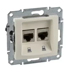   Schneider Electric Sedna SDN4400147 Informatikai csatlakozóaljzat 2xRJ45, Cat5e UTP, bézs burkolattal, keret nélkül ( SDN4400147 ).