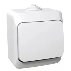   Schneider Electric Cedar Plus WDE000511 IP44 vízmentes egypólusú nyomó (N101), fehér, komplett szerelvény, falon kívüli, vízmentes (IP44) 16A 250V ( WDE000511 ).