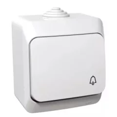   Schneider Electric Cedar Plus WDE000512 IP44 vízmentes egypólusú nyomó (N101), fehér, komplett szerelvény, falon kívüli, csengőjellel, vízmentes (IP44) 16A 250V ( WDE000512 ).