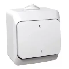   Schneider Electric Cedar Plus WDE000520 IP44 vízmentes kétpólusú kapcsoló (102), fehér, komplett szerelvény, falon kívüli, vízmentes (IP44) 16A 250V ( WDE000520 ).