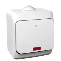   Schneider Electric Cedar Plus WDE000521 IP44 vízmentes kétpólusú kapcsoló (102), fehér, komplett szerelvény, falon kívüli, jelzőfénnyel, vízmentes (IP44) 16A 250V ( WDE000521 ).