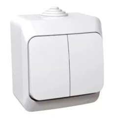   Schneider Electric Cedar Plus WDE000550 IP44 vízmentes csillárkapcsoló (105), fehér, komplett szerelvény, falon kívüli, vízmentes (IP44) 16A 250V ( WDE000550 ).
