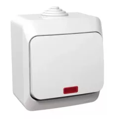   Schneider Electric Cedar Plus WDE000571 IP44 vízmentes keresztkapcsoló (107), fehér, komplett szerelvény, falon kívüli, jelzőfénnyel, vízmentes (IP44) 16A 250V ( WDE000571 ).