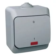   Schneider Electric Cedar Plus WDE000621 IP44 vízmentes kétpólusú kapcsoló (102), szürke, komplett szerelvény, falon kívüli, jelzőfénnyel, vízmentes (IP44) 16A 250V ( WDE000621 ).