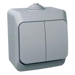   Schneider Electric Cedar Plus WDE000650 IP44 vízmentes csillárkapcsoló (105), szürke, komplett szerelvény, falon kívüli, vízmentes (IP44) 16A 250V ( WDE000650 ).