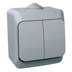   Schneider Electric Cedar Plus WDE000651 IP44 vízmentes csillárkapcsoló (105), szürke, komplett szerelvény, falon kívüli, jelzőfénnyel, vízmentes (IP44) 16A 250V ( WDE000651 ).