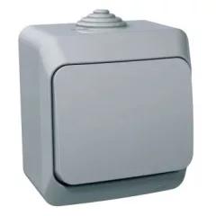  Schneider Electric Cedar Plus WDE000660 IP44 vízmentes váltókapcsoló (106), szürke, komplett szerelvény, falon kívüli, vízmentes (IP44) 16A 250V ( WDE000660 ).
