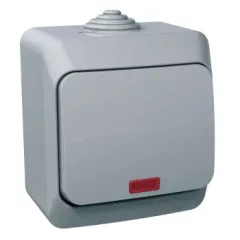   Schneider Electric Cedar Plus WDE000661 IP44 vízmentes váltókapcsoló (106), szürke, komplett szerelvény, falon kívüli, jelzőfénnyel, vízmentes (IP44) 16A 250V ( WDE000661 ).