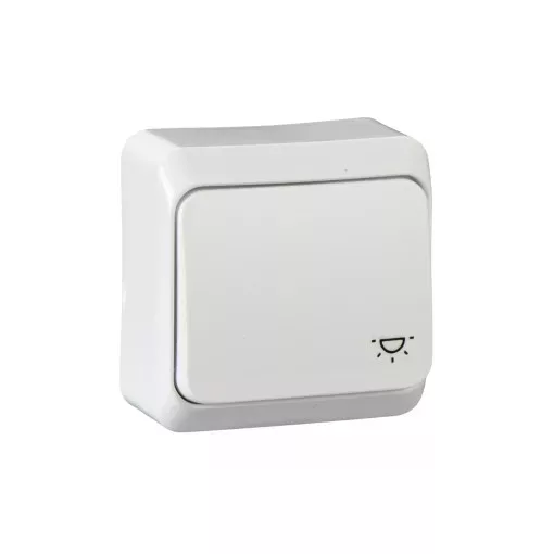 Schneider Electric Prima WDE001013 egypólusú nyomó (N101), fehér, komplett szerelvény, falon kívüli, lámpajellel 10A 250 ( WDE001013 ).