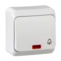   Schneider Electric Prima WDE001015 egypólusú nyomó (N101), fehér, komplett szerelvény, falon kívüli, csengőjellel, jelzőfénnyel 10A 250 ( WDE001015 ).