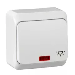   Schneider Electric Prima WDE001016 egypólusú nyomó (N101), fehér, komplett szerelvény, falon kívüli, lámpajellel, jelzőfénnyel 10A 250 ( WDE001016 ).