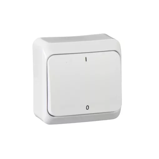 Schneider Electric Prima WDE001020 kétpólusú kapcsoló (102), fehér, komplett szerelvény, falon kívüli 10A 250 ( WDE001020 ).