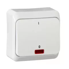   Schneider Electric Prima WDE001021 kétpólusú kapcsoló (102), fehér, komplett szerelvény, falon kívüli, jelzőfénnyel 10A 250 ( WDE001021 ).