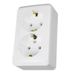   Schneider Electric Prima WDE001048 földelt dupla csatlakozóaljzat (dugalj) 2x2P+F, fehér színben, komplett szerelvény, falon kívül, 16A 250 ( WDE001048 ).