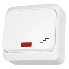   Schneider Electric Prima WDE001061 váltókapcsoló (106), fehér, komplett szerelvény, falon kívüli, jelzőfénnyel 10A 250 ( WDE001061 ).