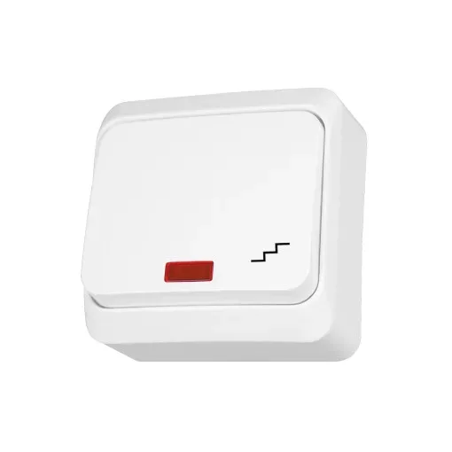 Schneider Electric Prima WDE001061 váltókapcsoló (106), fehér, komplett szerelvény, falon kívüli, jelzőfénnyel 10A 250 ( WDE001061 ).