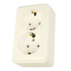   Schneider Electric Prima WDE001148 földelt dupla csatlakozóaljzat (dugalj) 2x2P+F, krém színben, komplett szerelvény, falon kívül, 16A 250 ( WDE001148 ).