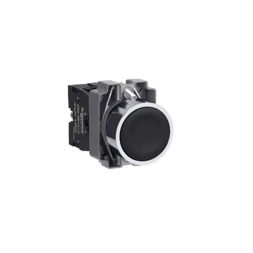 Schneider Electric XB2BA21C Nyomógomb, fekete, 1 NO, fém, panelbe süllyesztett, 22mm, visszatérő, jelöletlen (Easy Harmony XB2)