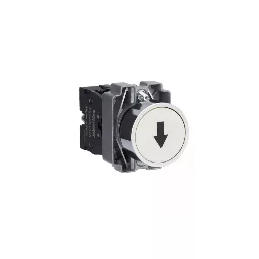 Schneider Electric XB2BA3341C Nyomógomb, fehér, 1 NO, jelölt, nyíl fel, fém, panelbe süllyesztett, 22mm, visszatérő (Easy Harmony XB2)