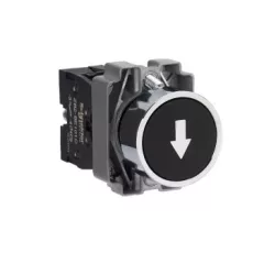  Schneider Electric XB2BA3351C Nyomógomb, fekete, 1 NO, jelölt, nyíl fel, fém, panelbe süllyesztett, 22mm, visszatérő (Easy Harmony XB2)