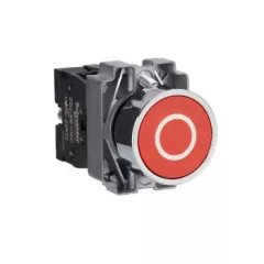   Schneider Electric XB2BA4322C Nyomógomb, piros, 1 NC, jelölt O, fém, panelbe süllyesztett, 22mm, visszatérő (Easy Harmony XB2)