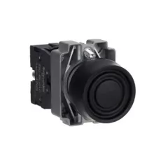   Schneider Electric XB2BP21C Nyomógomb, védősapkás, fekete, 1 NO, fém, panelbe süllyesztett, 22mm, visszatérő (Easy Harmony XB2)