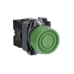   Schneider Electric XB2BP31C Nyomógomb, védősapkás, zöld, 1 NO, fém, panelbe süllyesztett, 22mm, visszatérő (Easy Harmony XB2)