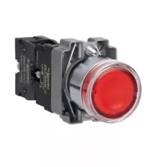   Schneider Electric XB2BW34B1C Világító nyomógomb, piros, AC/DC 24V, fém, panelbe süllyesztett, 22mm, visszatérő (Easy Harmony XB2)