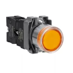   Schneider Electric XB2BW35B1C Világító nyomógomb, sárga, AC/DC 24V, fém, panelbe süllyesztett, 22mm, visszatérő (Easy Harmony XB2)