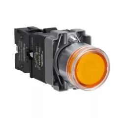   Schneider Electric XB2BW35M1C Világító nyomógomb, sárga, AC 220V, fém, panelbe süllyesztett, 22mm, visszatérő (Easy Harmony XB2)