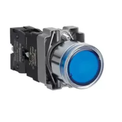   Schneider Electric XB2BW36B1C Világító nyomógomb, kék, AC/DC 24V, fém, panelbe süllyesztett, 22mm, visszatérő (Easy Harmony XB2)