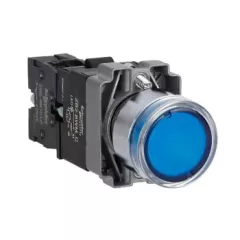   Schneider Electric XB2BW36M1C Világító nyomógomb, kék, AC 220V, fém, panelbe süllyesztett, 22mm, visszatérő (Easy Harmony XB2)