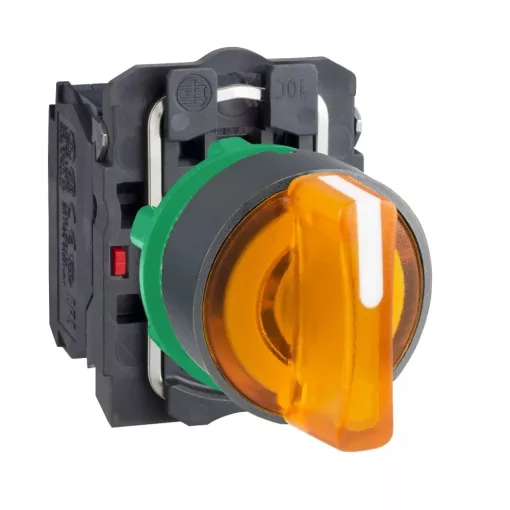 Schneider XB5AK135M5 komplett világító választókapcsolo beépített led-del zöld 230..240V AC, 3 allású 1 záró + 1 nyitó érintkező (Harmony XB5AK135M5)