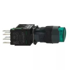   Schneider XB6AE3B1B komplett világító nyomógomb beépített LED-del zöld, 12..24V AC/DC 1 záró érintkező, visszatérő (Harmony XB6AE3B1B)