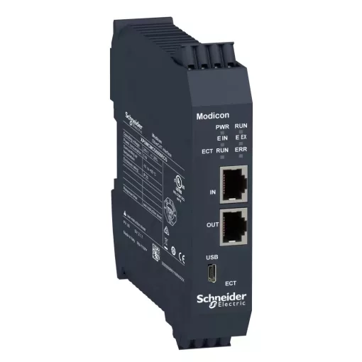 Schneider Electric XPSMCMCO0000ECG Preventa XPS MCM biztonsági vezérlő, kommunikációs modul, EtherCAT, 2xRJ45, rugós