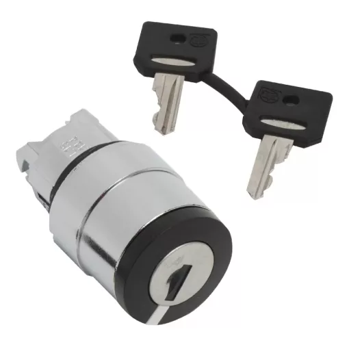 Schneider ZB4BG712 Harmony fém választókapcsoló fej, Ø22, 421E kulcsos, középső pozícióban kivehető, középre visszatérő, 3 állású