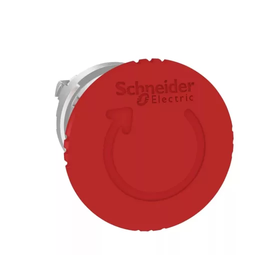 Schneider ZB4BS844TQ Harmony fém vészleállító nyomógomb fej, Ø22, Ø40 gombafejű, forgatásra kioldó, piros 100 darabos csomagban