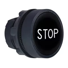   Schneider ZB5AA234 Harmony műanyag nyomógomb fej, Ø22, visszatérő, fekete, "STOP"